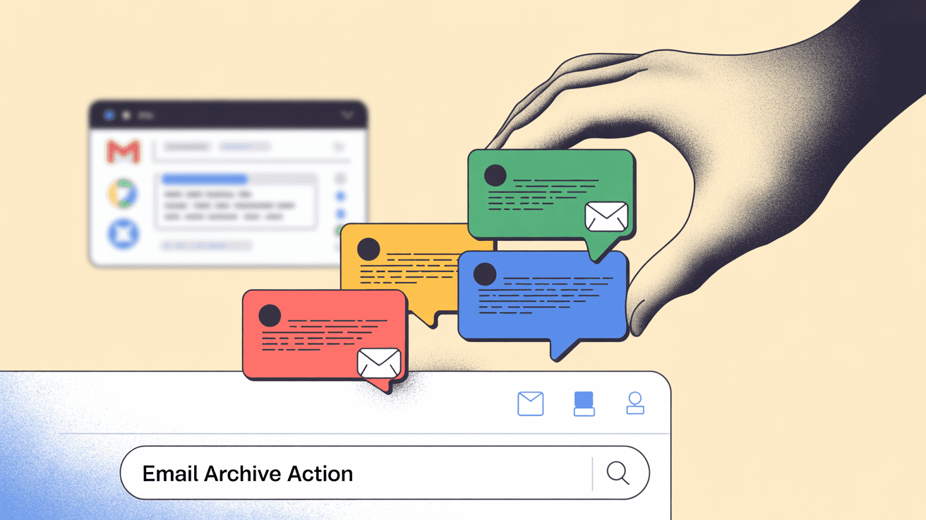 Gmail archive action showing emails being organized and filed